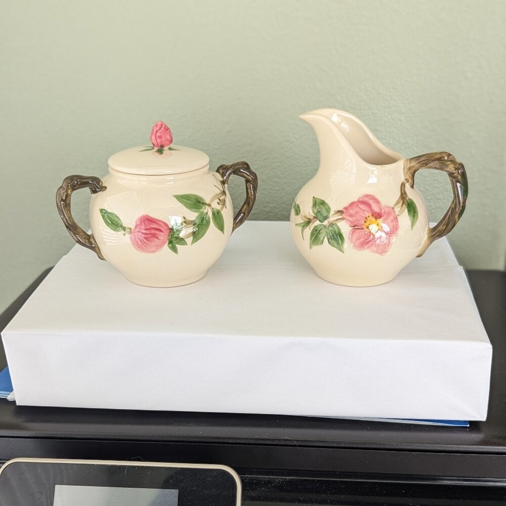 Franciscan Desert Rose Earthenware Sugar Bowl and Creamer